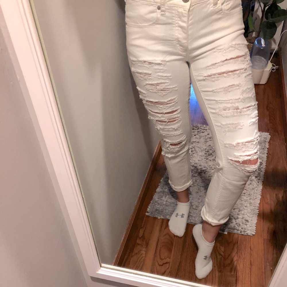 White ripped jeans